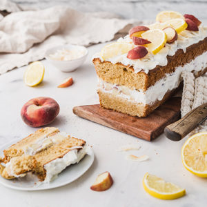 Gesünderer Pfirsich-Zitronenkuchen